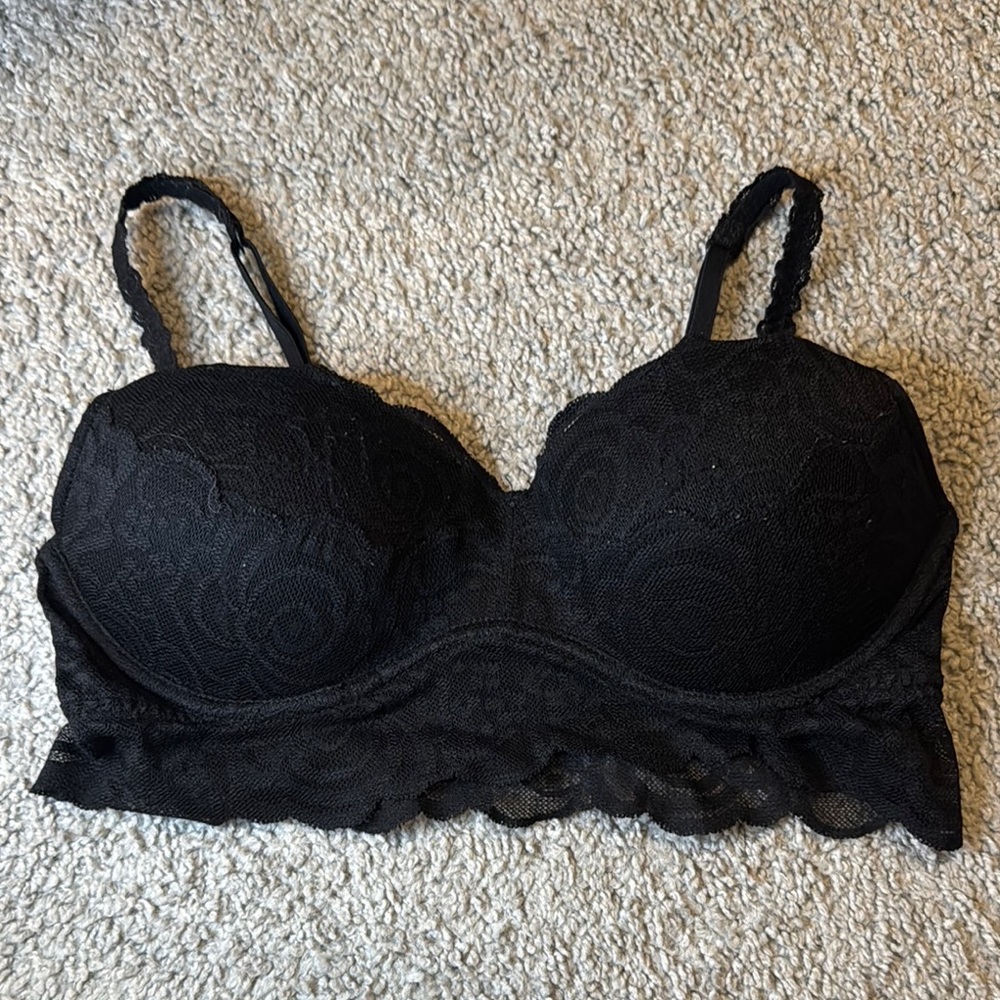 Pink Black Lace Bralette